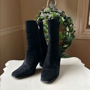 Elegant Cafe Noir Black Suede Zip Up  Boots Euro 41 US 10
